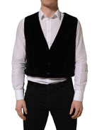 Dolce & Gabbana Black Cotton SingleBreasted Waistcoat Vest