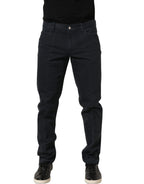 Dolce & Gabbana Black Cotton Mid Waist Skinny Men Denim Jeans