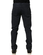 Dolce & Gabbana Black Cotton Mid Waist Skinny Men Denim Jeans
