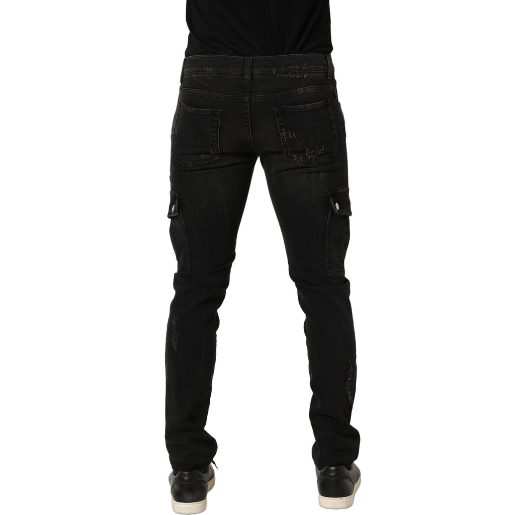 Dolce & Gabbana Black Distressed Cargo Cotton Men Denim Jeans