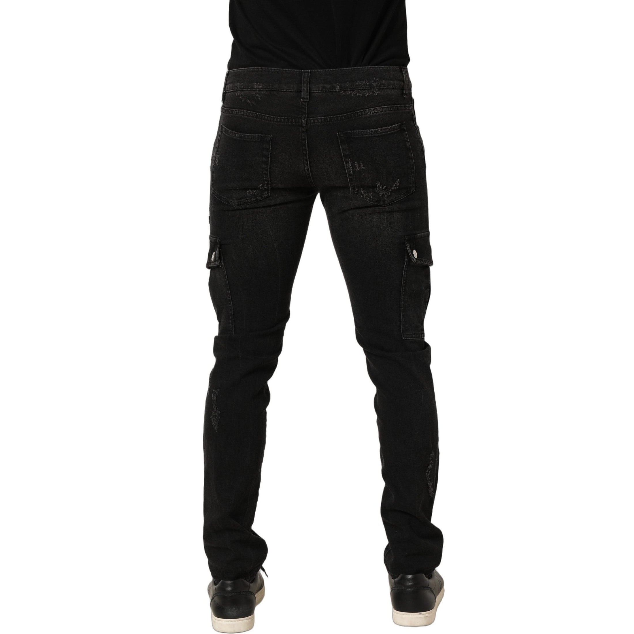 Dolce & Gabbana Black Distressed Cargo Cotton Men Denim Jeans