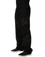 Dolce & Gabbana Black Lace Mid Waist Jogger Men Trouser Pants
