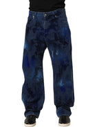 Dolce & Gabbana Blue Tie Dye Cotton Men Straight Denim Jeans