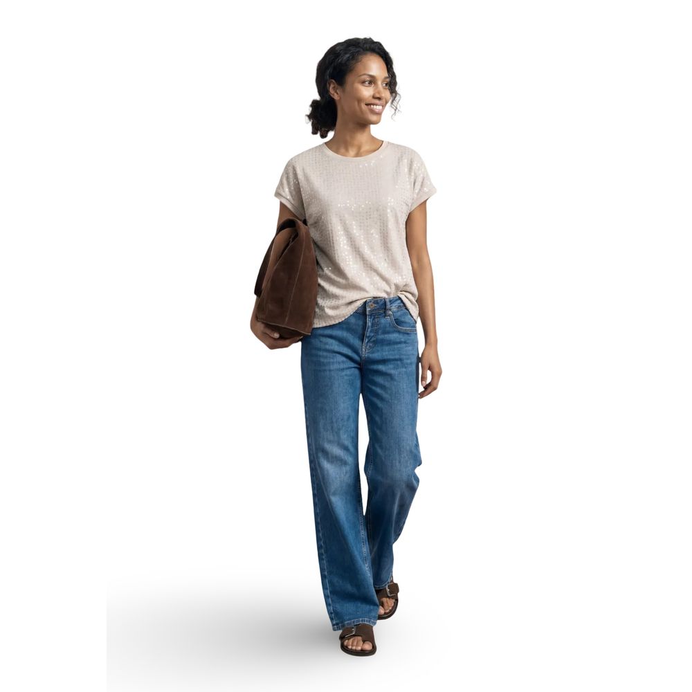 Street One Beige Polyester T-Shirt Street One
