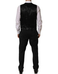 Dolce & Gabbana Black Wool Slim Fit Formal 3 Piece Men Suit Dolce & Gabbana