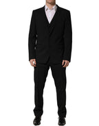 Dolce & Gabbana Black Wool Slim Fit Formal 3 Piece Men Suit Dolce & Gabbana