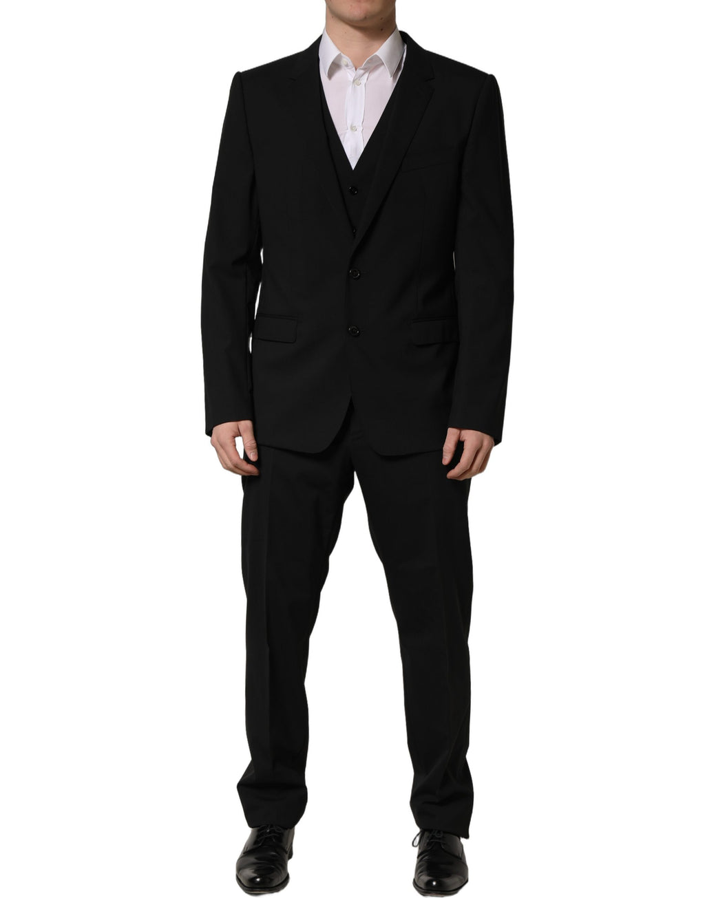 Dolce & Gabbana Black Wool Slim Fit Formal 3 Piece Men Suit Dolce & Gabbana