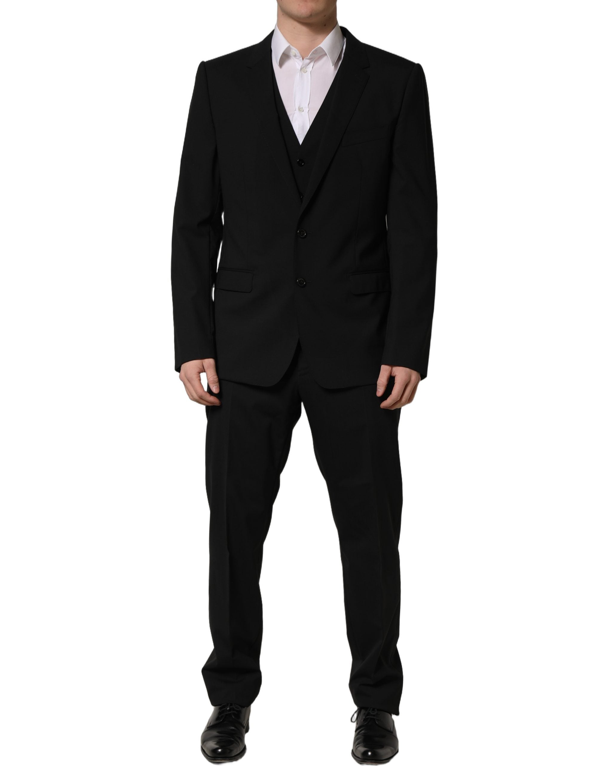 Dolce & Gabbana Black Wool Slim Fit Formal 3 Piece Men Suit Dolce & Gabbana