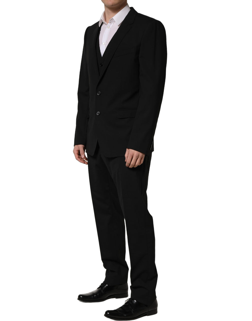 Dolce & Gabbana Black Wool Slim Fit Formal 3 Piece Men Suit Dolce & Gabbana