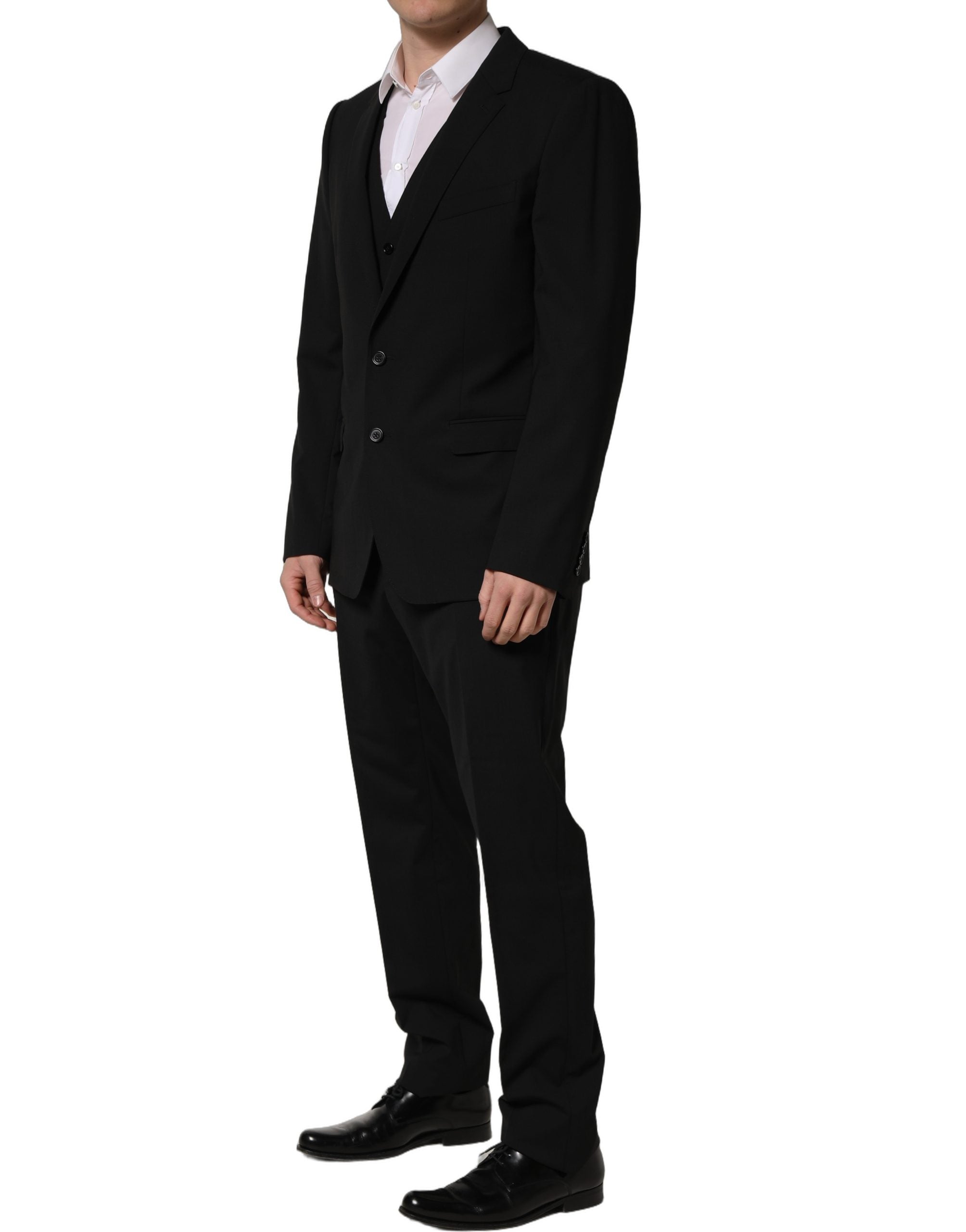 Dolce & Gabbana Black Wool Slim Fit Formal 3 Piece Men Suit Dolce & Gabbana