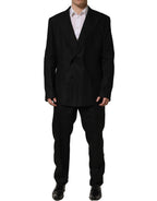 Dolce & Gabbana Black Linen Slim Fit Formal 2 Piece Suit