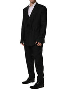Dolce & Gabbana Black Linen Slim Fit Formal 2 Piece Suit
