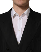 Dolce & Gabbana Black Linen Slim Fit Formal 2 Piece Suit