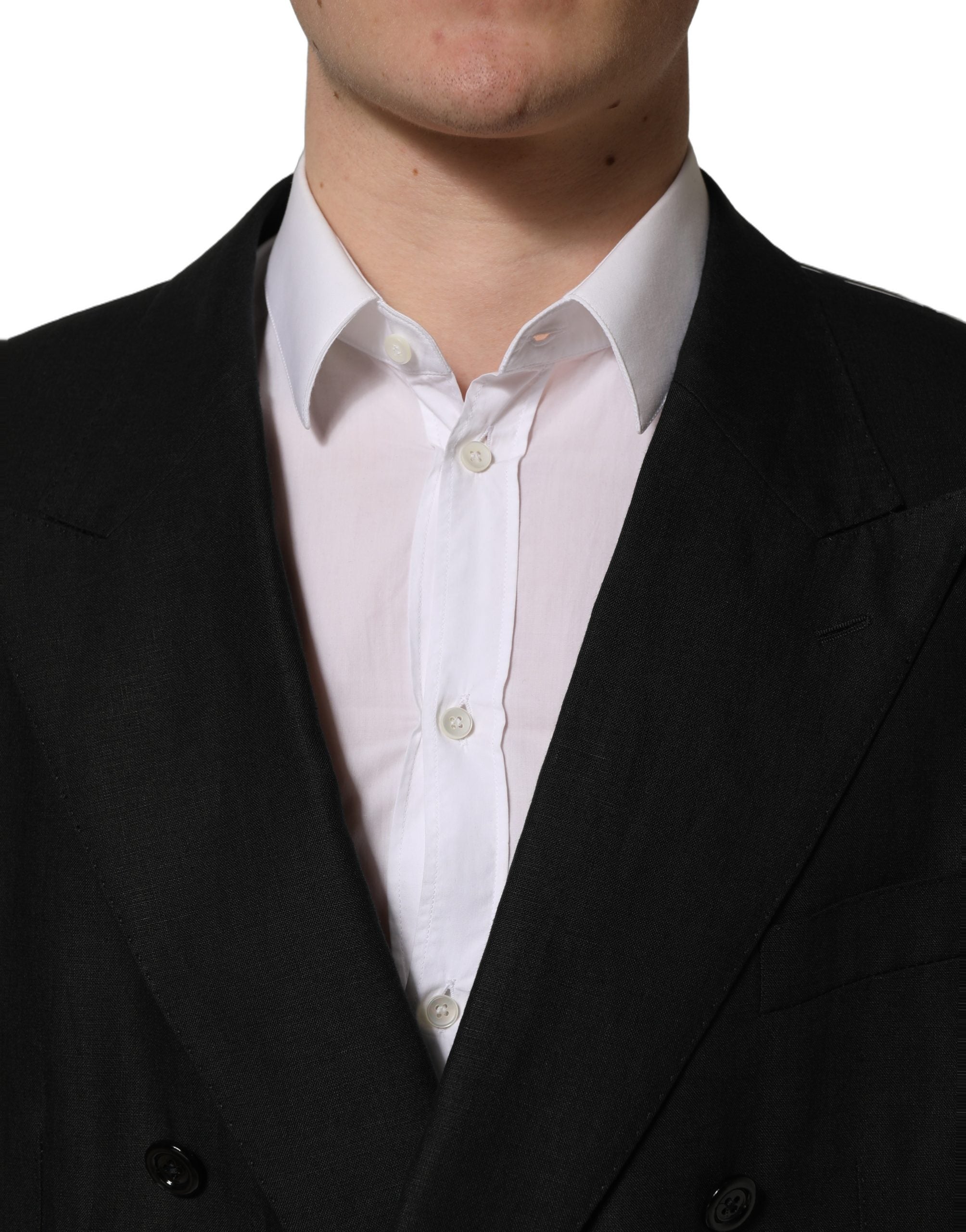 Dolce & Gabbana Black Linen Slim Fit Formal 2 Piece Suit