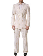 Dolce & Gabbana White Wool Slim Fit Formal 2 Piece Men Suit