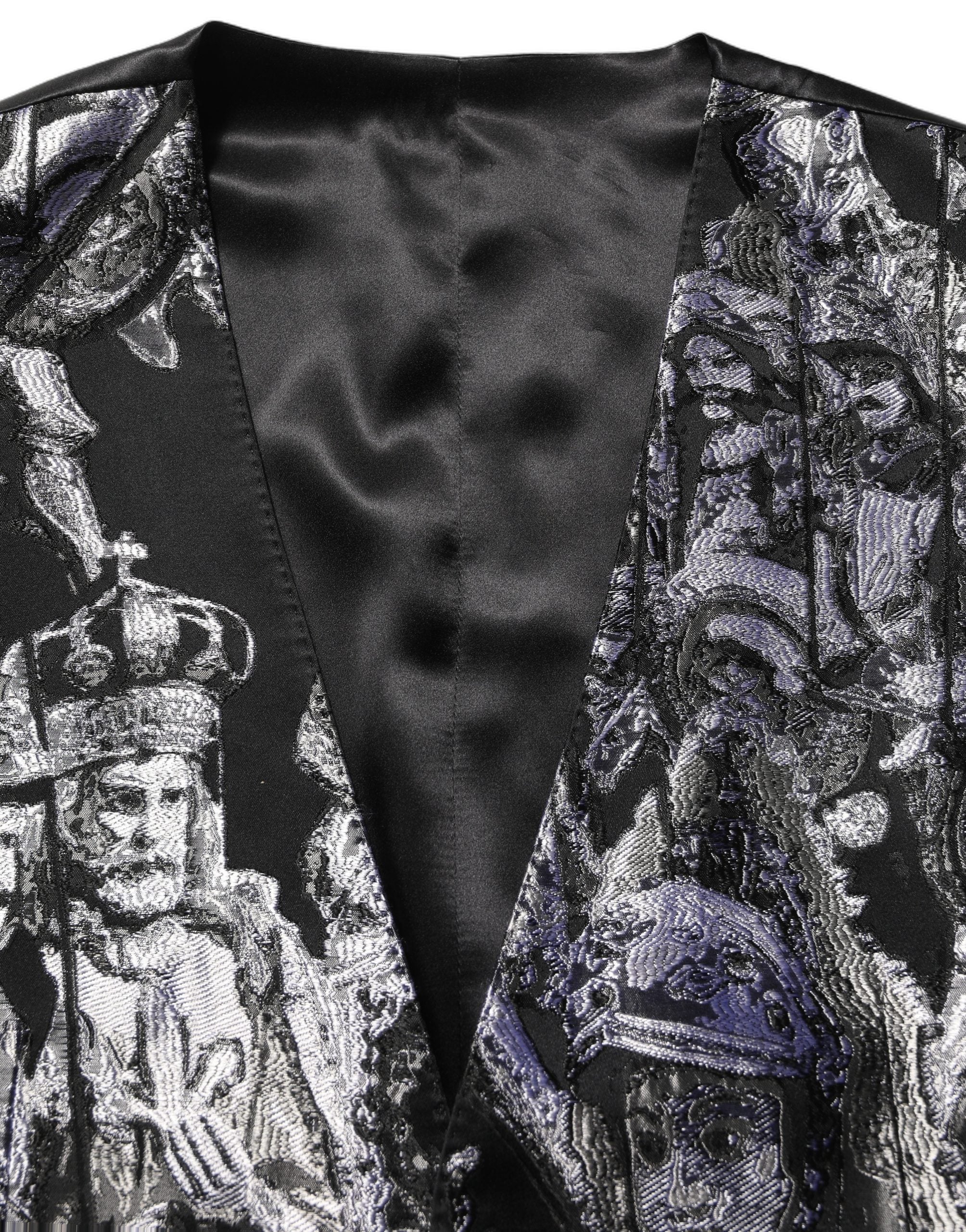 Dolce & Gabbana Black Jacquard Slim Fit Formal 3 Piece Suit Dolce & Gabbana