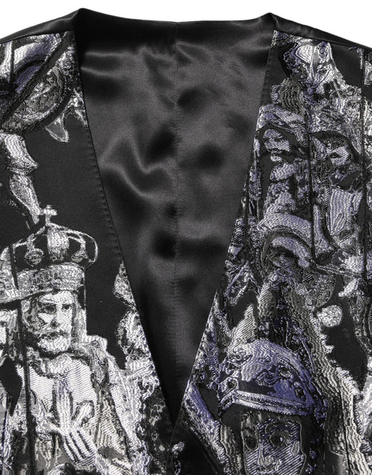 Dolce & Gabbana Black Jacquard Slim Fit Formal 3 Piece Suit Dolce & Gabbana