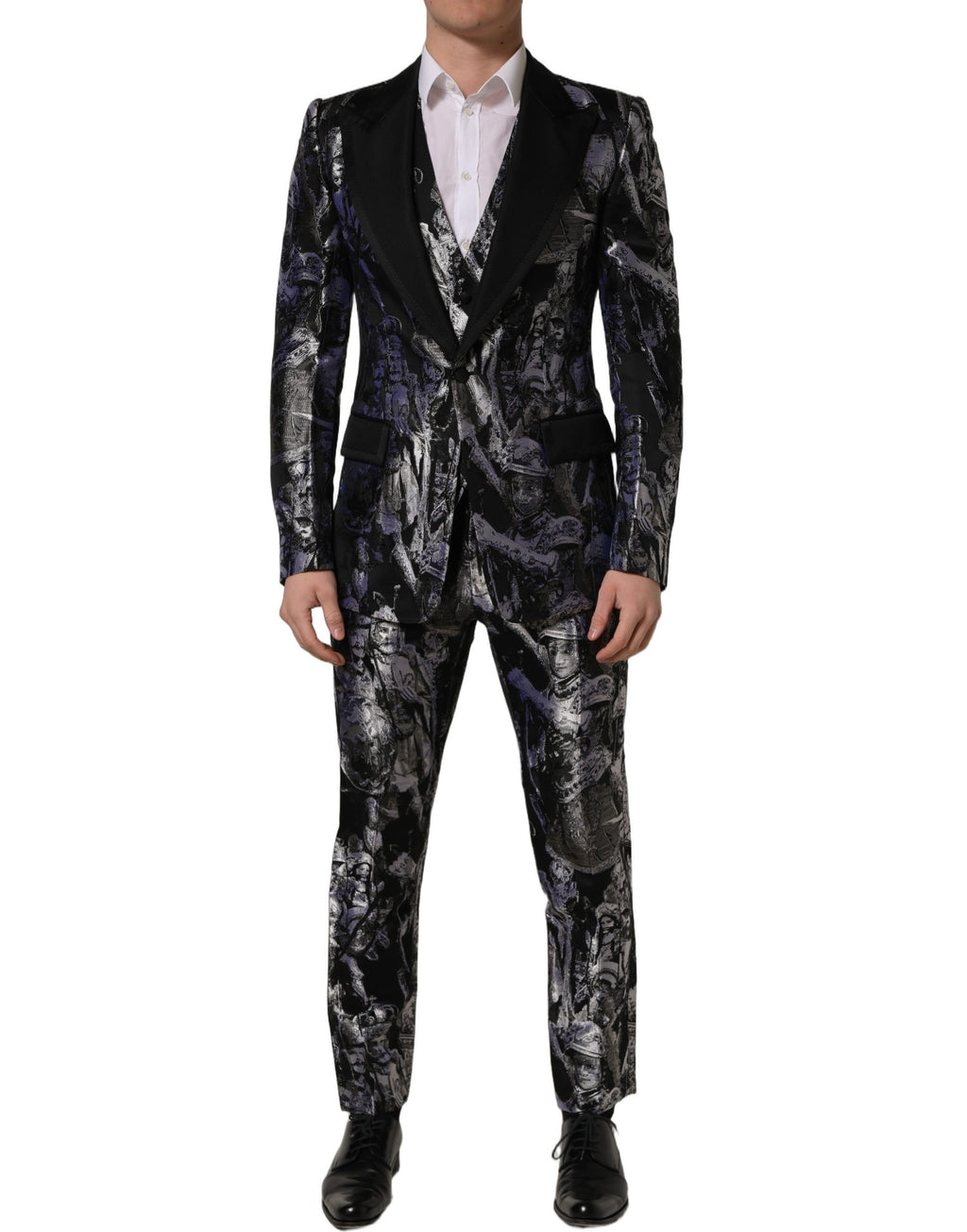 Dolce & Gabbana Black Jacquard Slim Fit Formal 3 Piece Suit Dolce & Gabbana