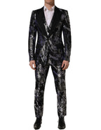 Dolce & Gabbana Black Jacquard Slim Fit Formal 3 Piece Suit Dolce & Gabbana