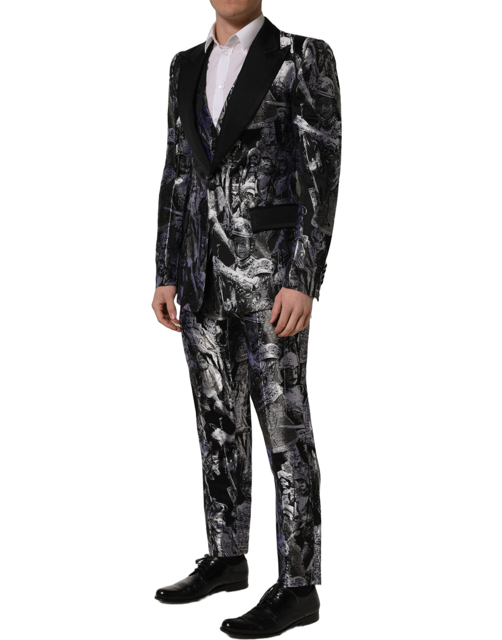 Dolce & Gabbana Black Jacquard Slim Fit Formal 3 Piece Suit Dolce & Gabbana
