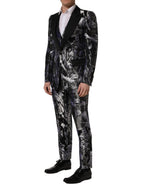 Dolce & Gabbana Black Jacquard Slim Fit Formal 3 Piece Suit Dolce & Gabbana