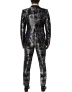 Dolce & Gabbana Black Jacquard Slim Fit Formal 3 Piece Suit Dolce & Gabbana