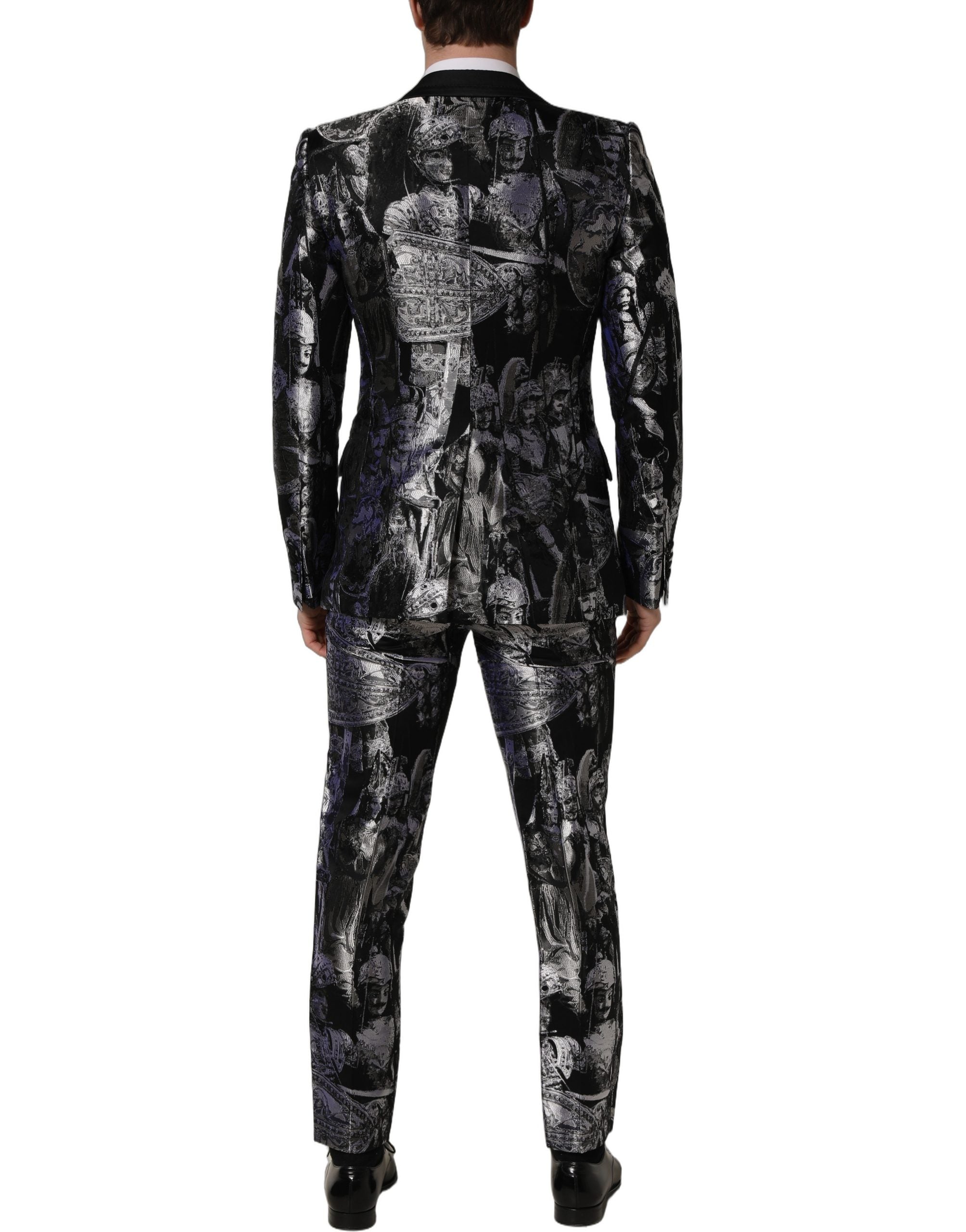 Dolce & Gabbana Black Jacquard Slim Fit Formal 3 Piece Suit Dolce & Gabbana