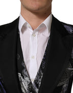 Dolce & Gabbana Black Jacquard Slim Fit Formal 3 Piece Suit Dolce & Gabbana