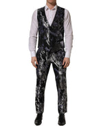 Dolce & Gabbana Black Jacquard Slim Fit Formal 3 Piece Suit Dolce & Gabbana