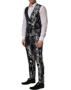 Dolce & Gabbana Black Jacquard Slim Fit Formal 3 Piece Suit Dolce & Gabbana