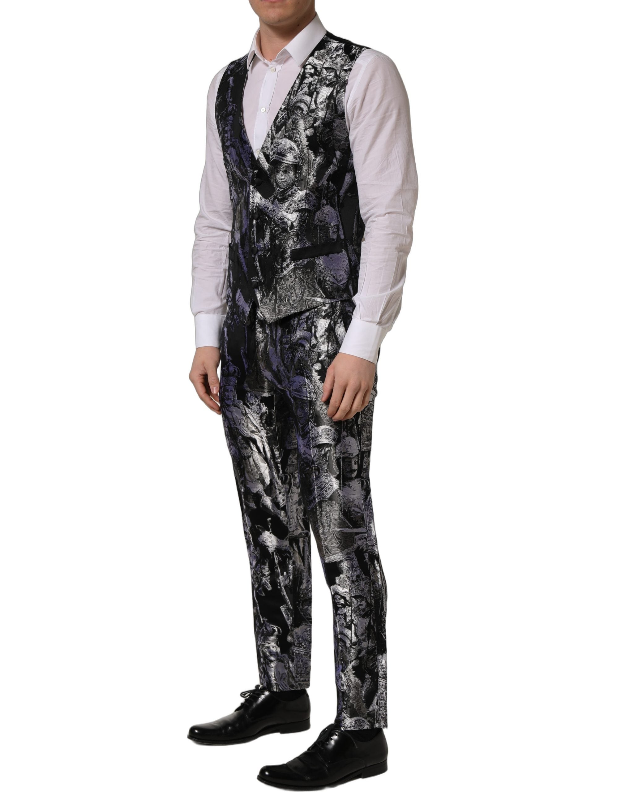 Dolce & Gabbana Black Jacquard Slim Fit Formal 3 Piece Suit Dolce & Gabbana