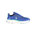 U.S. POLO ASSN. men's blue polyurethane sneaker with white sole and laces, casual athletic shoe for everyday wear
