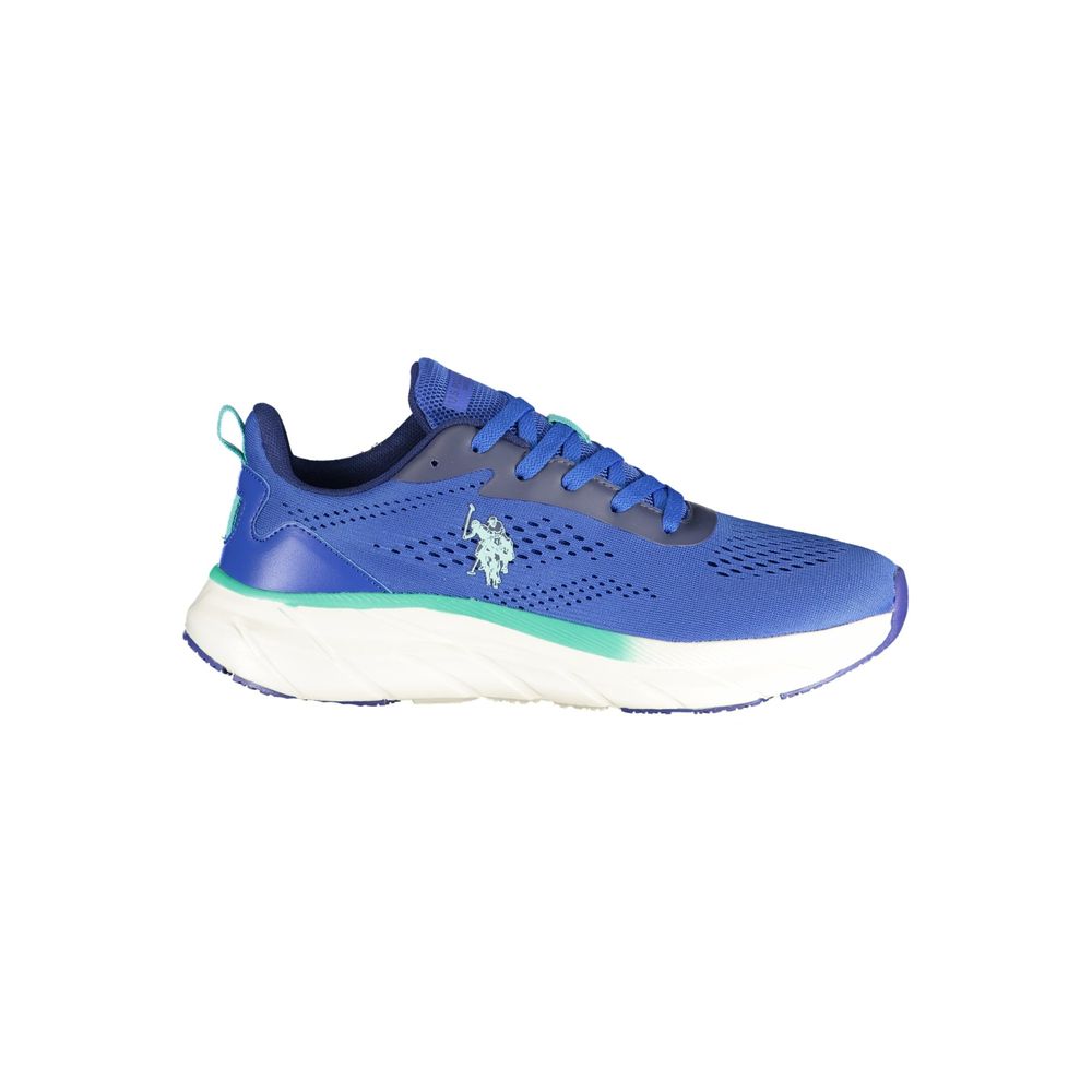 U.S. POLO ASSN. men's blue polyurethane sneaker with white sole and laces, casual athletic shoe for everyday wear