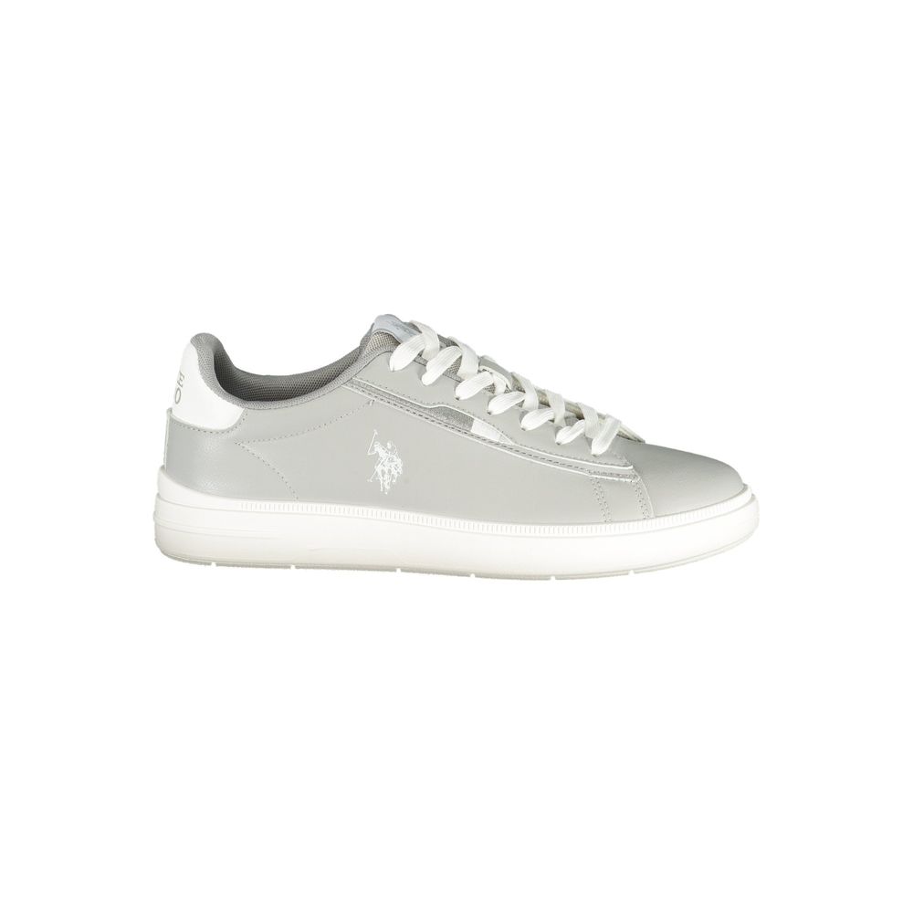 Gray polyester men's sneaker by U.S. POLO ASSN. with white sole and stylish design, perfect for casual wear.