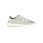 Gray polyester men's sneaker by U.S. POLO ASSN. with white sole and stylish design, perfect for casual wear.