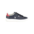 U.S. POLO ASSN. men's blue polyester sneaker with white sole and laces, casual athletic footwear for everyday wear