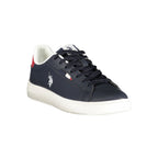 U.S. POLO ASSN. men's blue polyester sneaker with white sole, stylish athletic footwear for casual wear.