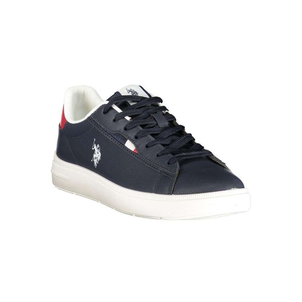 U.S. POLO ASSN. men's blue polyester sneaker with white sole, stylish athletic footwear for casual wear.
