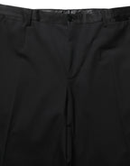 Dolce & Gabbana Black Wool Tapered Leg Dress Trouser Pants