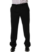 Dolce & Gabbana Black Wool Tapered Leg Dress Trouser Pants