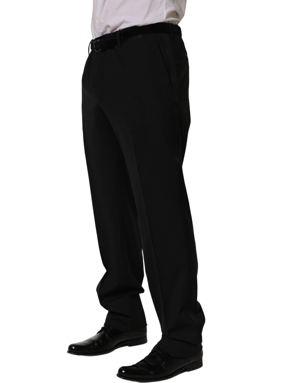 Dolce & Gabbana Black Wool Tapered Leg Dress Trouser Pants