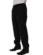 Dolce & Gabbana Black Wool Tapered Leg Dress Trouser Pants