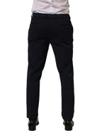 Dolce & Gabbana Black Cotton Tapered Leg Dress Trouser Pants