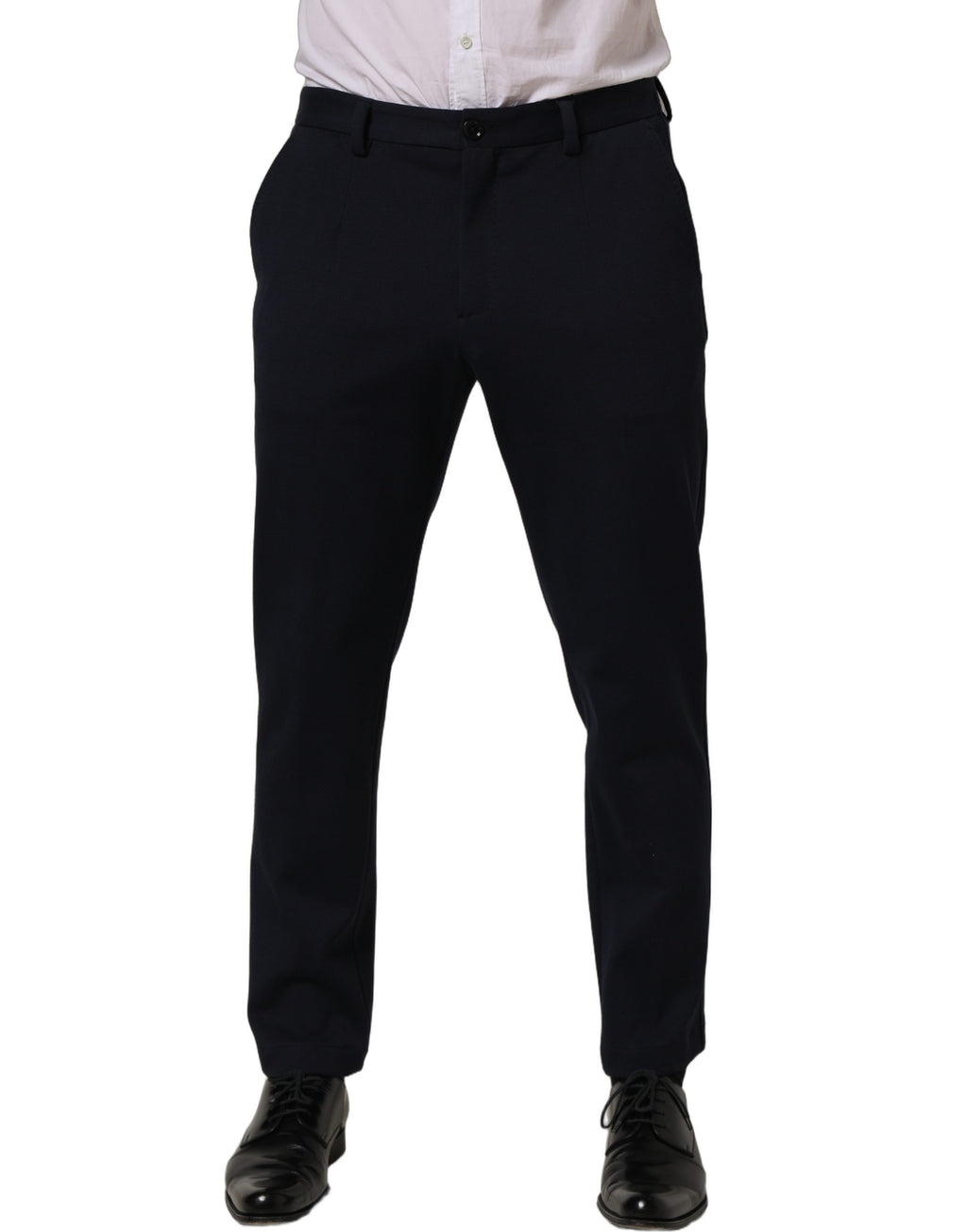 Dolce & Gabbana Black Cotton Tapered Leg Dress Trouser Pants