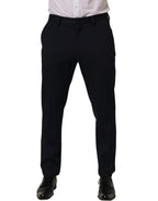 Dolce & Gabbana Black Cotton Tapered Leg Dress Trouser Pants