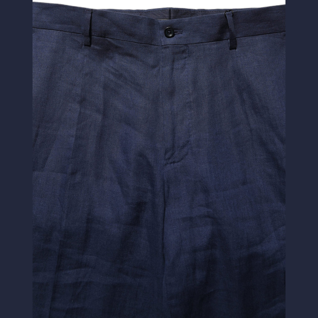 Dolce & Gabbana Blue Linen Straight Men Dress Trouser Pants