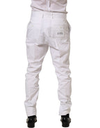 Dolce & Gabbana White Cotton Tapered Leg Dress Trouser Pants
