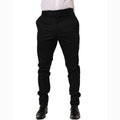 Dolce & Gabbana Black Cotton Tapered Leg Dress Trouser Pants