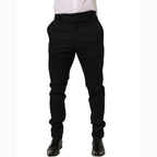 Dolce & Gabbana Black Cotton Tapered Leg Dress Trouser Pants