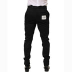 Dolce & Gabbana Black Cotton Tapered Leg Dress Trouser Pants
